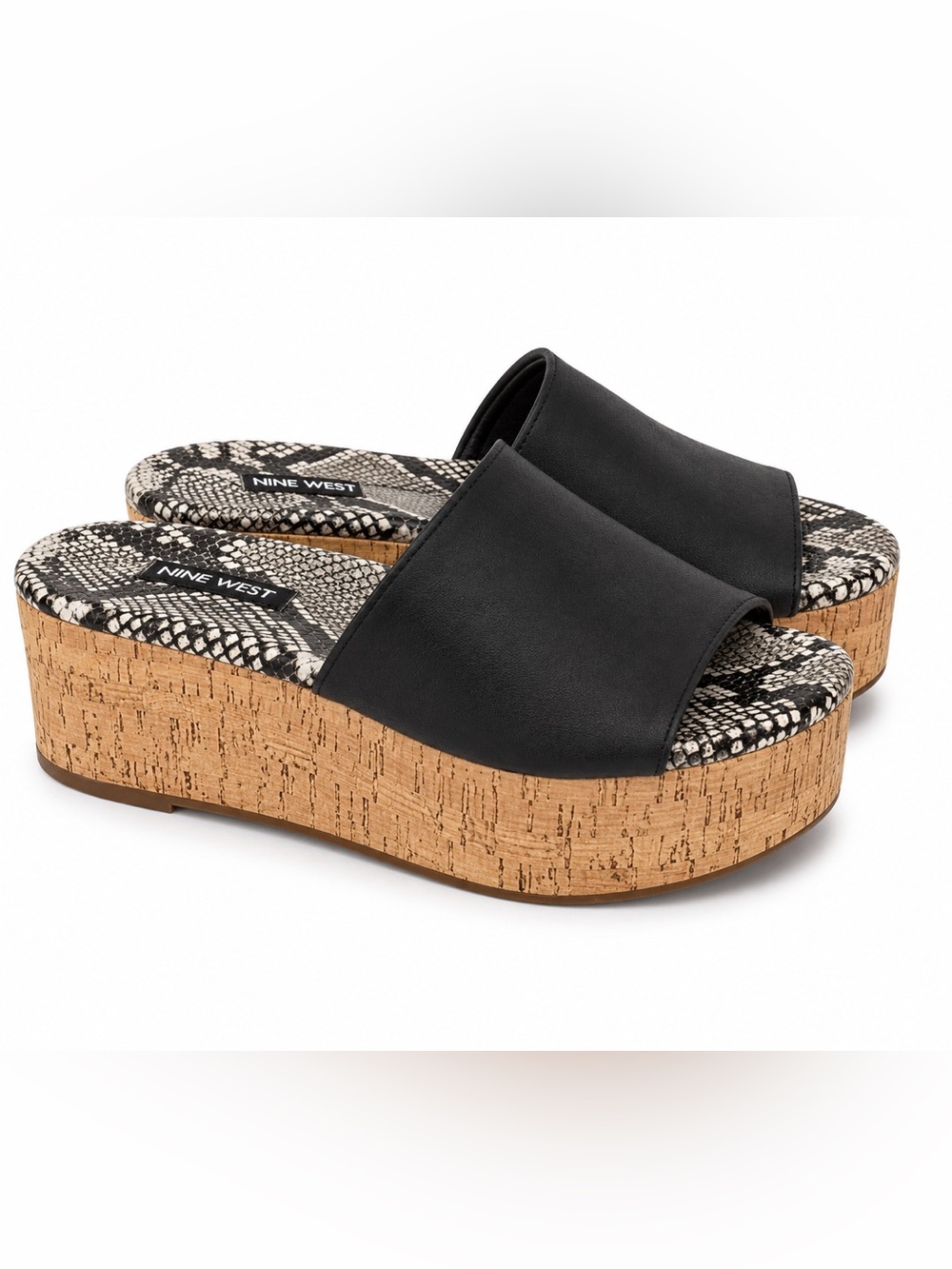Nine West Black Slide Wedge Sandal